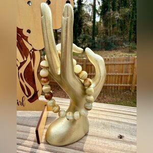 Banded Green Onyx Chalcedony Gemstone Bracelet 10mm